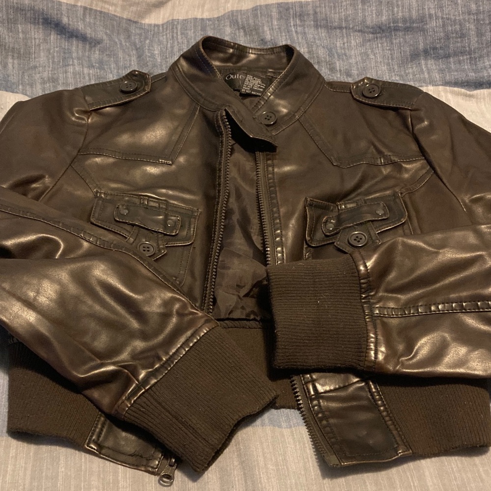 Brown Faux Leather Jacket